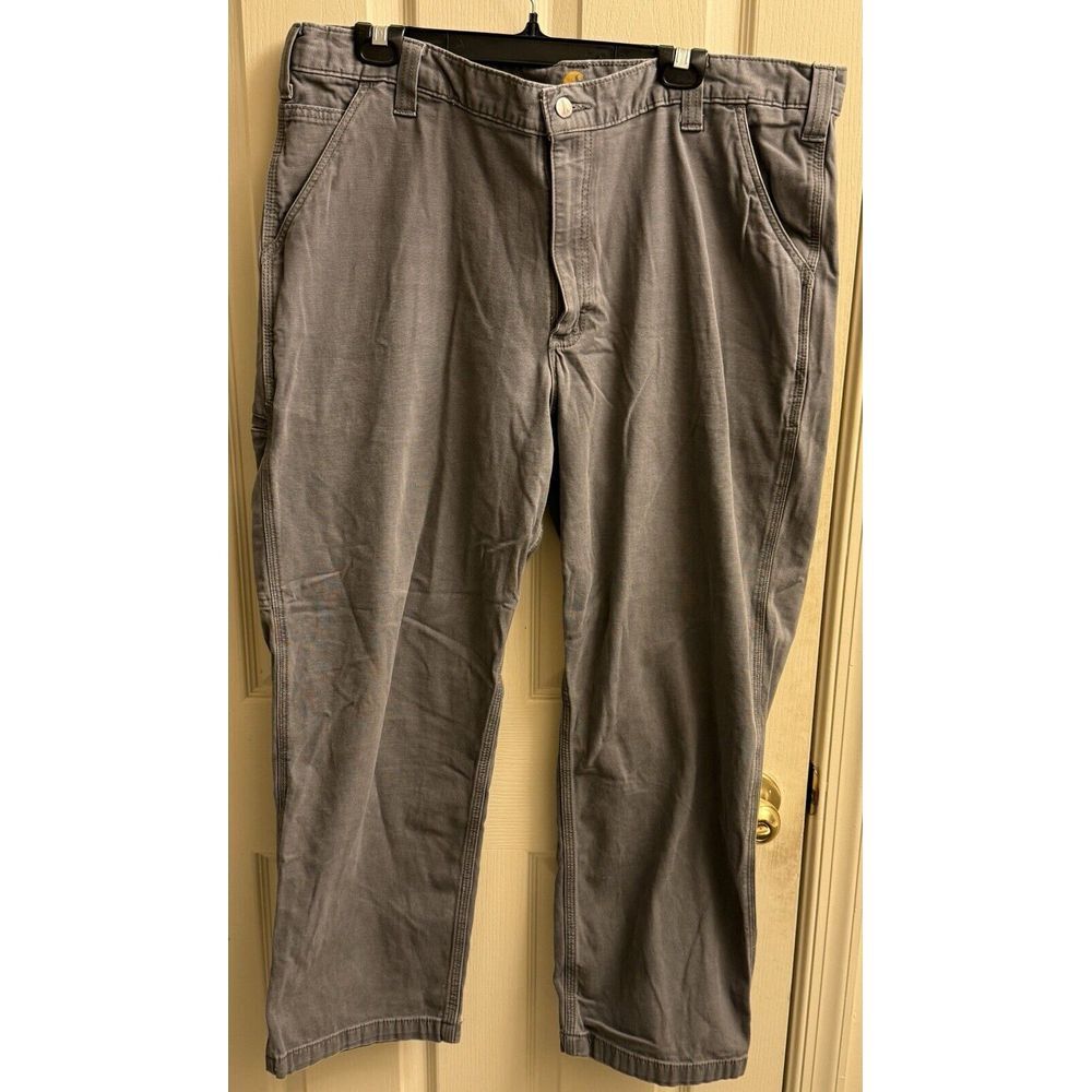 Carhartt Men's 40x30 Gray Relaxed Fit Rugged Flex Canvas Work Pants Jeans